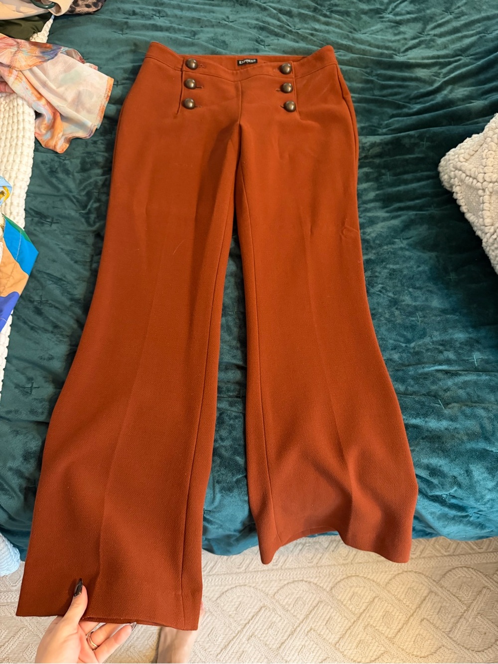 Express Rust-Brown High-Rise Flare Sailor Pants - Picture 2 of 2